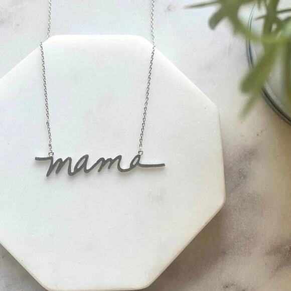 Mama Necklace Stainless Steel Silver plated - Picture 1 of 3